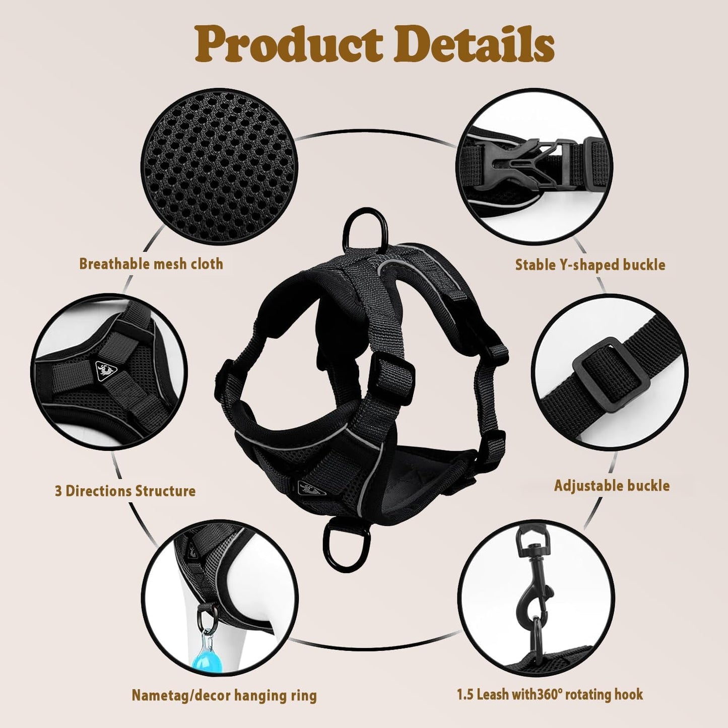 Cat Harness and Leash for Walking, Escape Proof Soft Adjustable Vest Harnesses for Cats