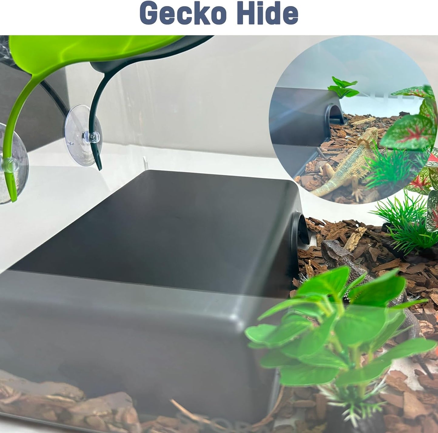 2 Pcs Durable Reptile Hide Box, Ball Python Hide, Leopard Gecko Hide, Bearded Dragon Hide, Easy to Clean Reptile Hides Cave for Tank, Snake Hide Enclosure (9.45" x 6.89" x 2.17" Large)