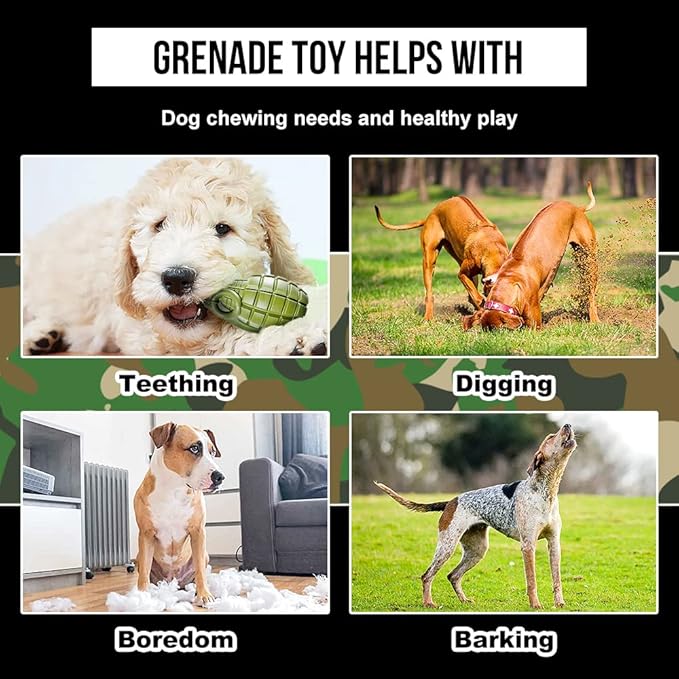 Operation Good Boy Grenade Dog Toy – Durable Chew Toy for Aggressive Chewers, Military-Inspired Design – Tough, Interactive, Teething & Treat-Dispensing Dog Toy for Medium and Large Dogs
