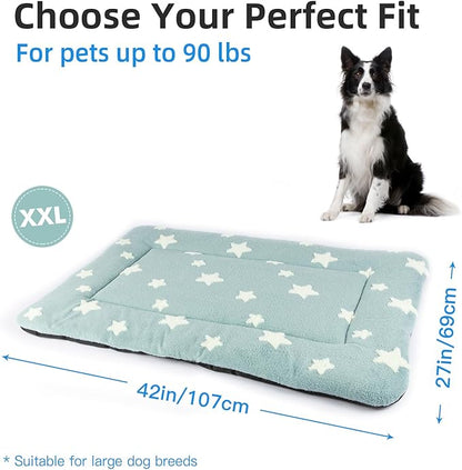 Mora Pets Dog Crate Pad Dog Kennel Bed Crate Mat for Large Dogs Washable Cute Star Pet Bed for Cage Ultra Soft Flat Pillow Cushion for Cozy Sleeping Anti-Slip Blue 42 x 27