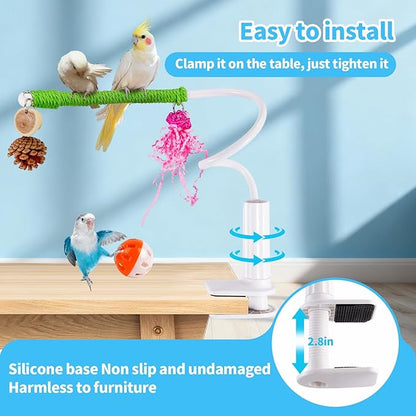 Bird Perch Stand with Flexible Climbing Ladder, Bird DesktopTraining Toy, Parakeet Playground Play Stand for Lovebirds Conure， Mount for Budgie, Cockatiel, Conure or Other Small Sized Birds