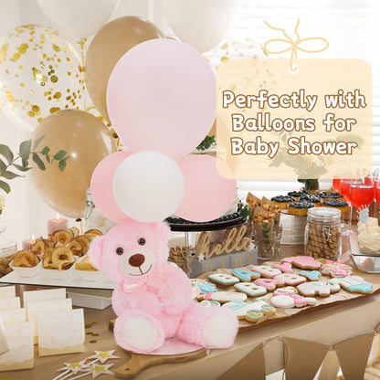 MorisMos 3Pcs Teddy Bears Bulk Baby Shower, 14inch Cute Teddy Bear Stuffed Animals Plush, Small Stuffed Bears on Centerpiece Baby Shower, Pink