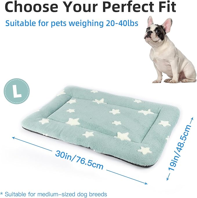 Mora Pets Dog Crate Pad Kennel Dog Bed Mat for Medium Dogs Washable Cute Star Pet Bed for Cage Ultra Soft Flat Puppy Cat Kitten Cushion for Sleeping Anti-Slip Blue 30 x 19