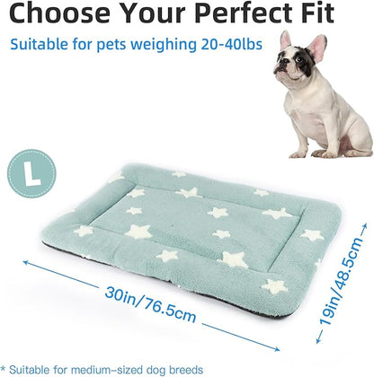 Mora Pets Dog Crate Pad Kennel Dog Bed Mat for Medium Dogs Washable Cute Star Pet Bed for Cage Ultra Soft Flat Puppy Cat Kitten Cushion for Sleeping Anti-Slip Blue 30 x 19