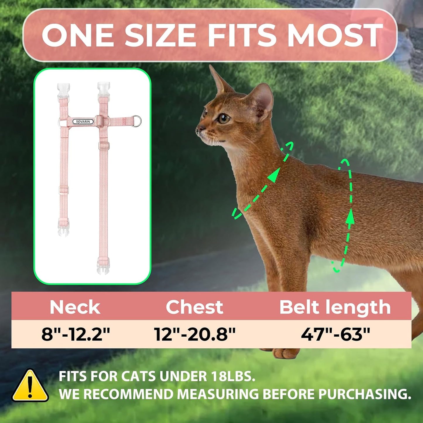 Cat Harness and Leash Set - Pink Lightweight Soft Kitten Harness Escape Proof, Adjustable Travel Pet Harness for Walking，Easy Control Comfortable Outdoor (Pink, One Size Fits All)