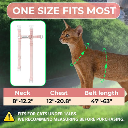 Cat Harness and Leash Set - Pink Lightweight Soft Kitten Harness Escape Proof, Adjustable Travel Pet Harness for Walking，Easy Control Comfortable Outdoor (Pink, One Size Fits All)