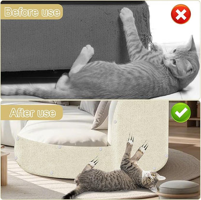Cat Scratching Mat, 118.5"x15.9" Trimmable Self-Adhesive Cat Scratch Carpet,Couch Protector from Cats Claw, Furniture Corner Protectors for Cats,Indoor Furniture Protection for Chair,Wall,Sofa(White)