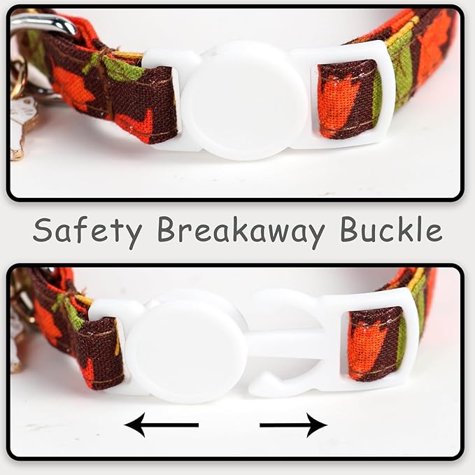 Unique style paws 2 Pack Kitten Collar Breakaway with Bell & Pendant, Adjustable Safety Cat Cotton Collars for Girl Boy Cats and Small Pets