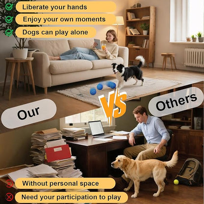 Interactive Dog Toys: Smart Dog Ball – Auto-Bounce, Vibrating & Jumping Action! Durable Duraspin Design for Aggressive Chewers. Rechargeable & Long-Lasting, Keeps Dogs Busy and Entertained Blue.