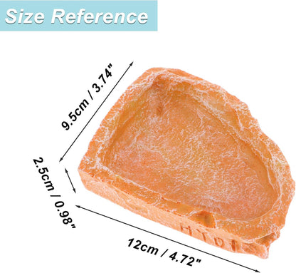 Reptile Food Dish, Resin Lizard Reptile Food Dish, Turtle Water Bowl, Terrarium Feeding Bowl Accessory for Lizard Tortoise Snakes Gecko, Orange, 4.72"x3.74"x0.98"