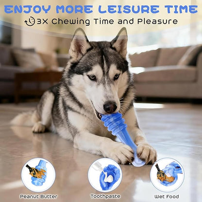 WinTour Dog Chew Toys for Aggressive Chewers 3 Pack, Indestructible Dog Toy to Keep Them Busy, Tough Dog Toys for Aggressive Chewers for Small, Medium and Large Breeds, Bacon Flavor, Blue