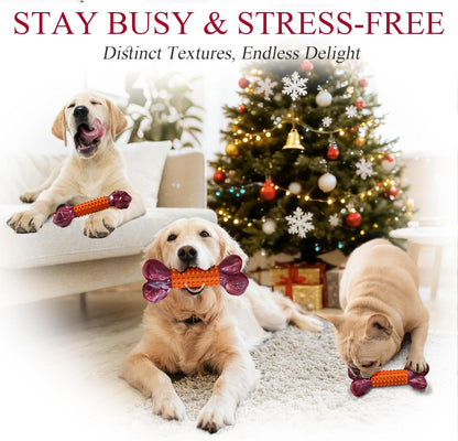 Apasiri Dog Toys for Aggressive Chewers Peanut Butter Flavored: 4-Pack Dog Bones for Large Dogs, 8" Chew Toys Long-Lasting, Tough Nylon & Rubber Dogs Toys