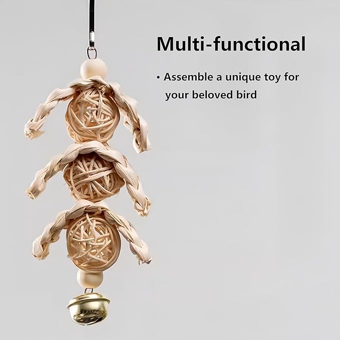 HANZE Rattan Balls,Sepak Takraw, Vine Ball, Parrot Chew Toy and Stimulation Ball Set (Set of 30)