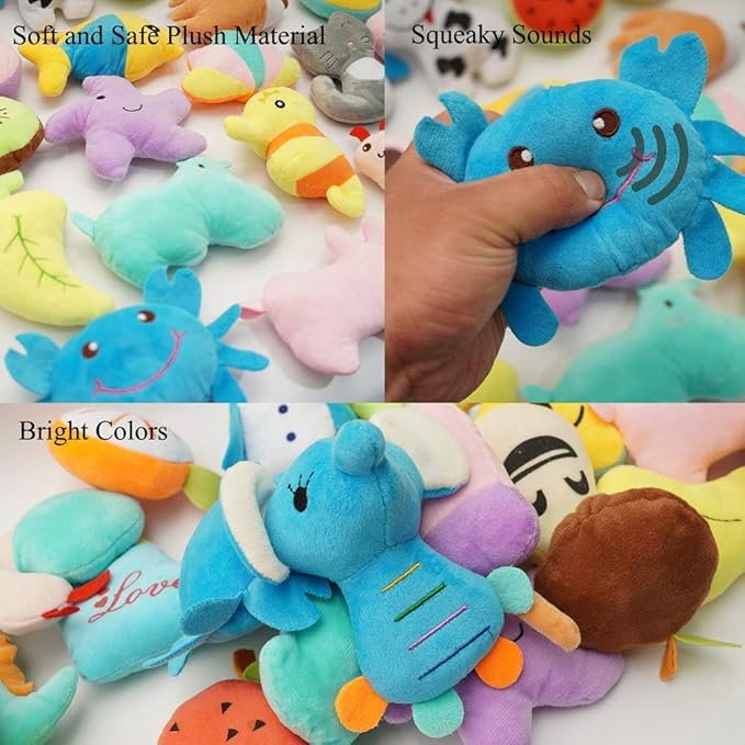Pack of 26 Soft Small Medium Dog Squeaky Toys,Cute Puppy Favorite Comfortable Squeakers Toy,Multicolored for Puppy