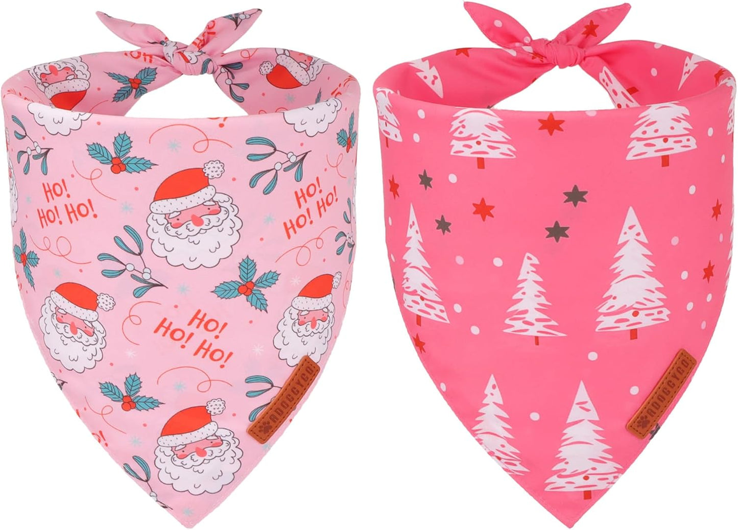 ADOGGYGO Pink Christmas Dog Bandana, Santa Xmas Tree Dog Scarf, Adjustable Fit Pink Pet Christmas Bandanas for Small Dogs Puppies (Small)