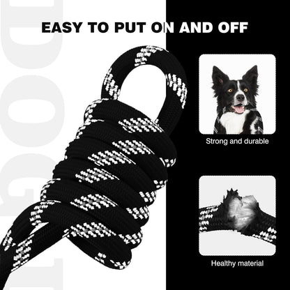 lynxking Slip Lead Dog Leash Reflective, Heavy Duty Comfortable Strong Rope for Large Medium Small Dogs No Pull Pet Training (Black, 2PCS Large 1/2in x 6ft)