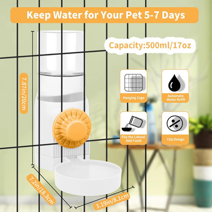 Hanging Rabbit Water Dispenser for Cage,17oz No Drip Guinea Pig Water Bottle for Ferret Bunny Puppy Cat Chinchilla Samll Aminal Water Bowl