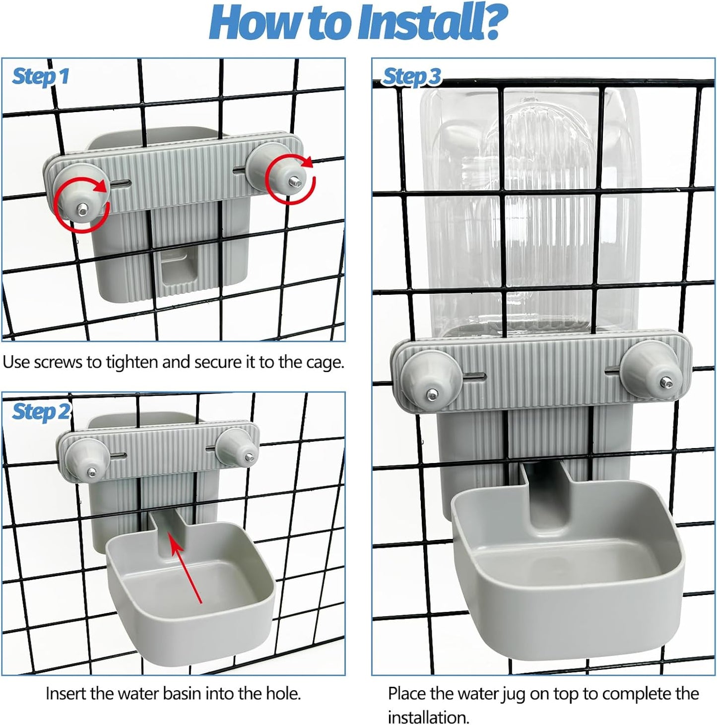 50 oz Rabbit Water Dispenser Hanging Gravity Bunny Water Bottle for Cage Automatic Small Animal Water Bottle for Ferret Guinea Pig Chinchilla Cat Puppy