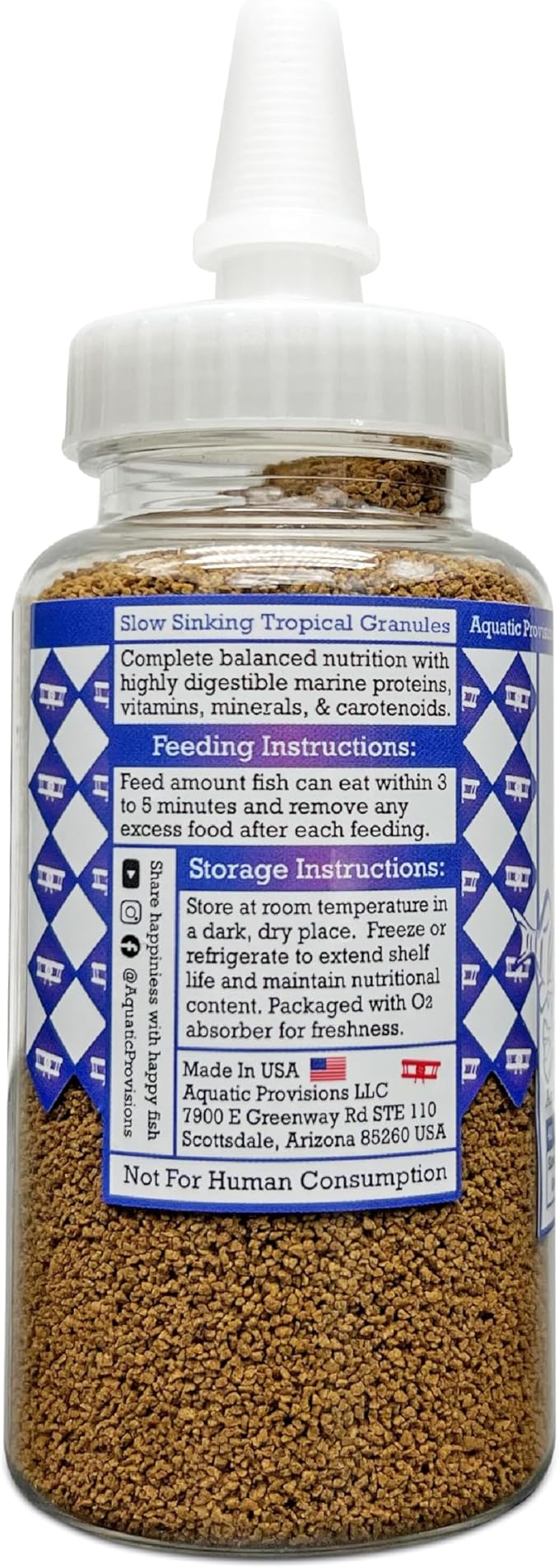 Community Fish Food Small Granules 3.17 oz, High Protein Slow Sinking Small Sized Granules