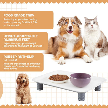 Marsui Ant Proof Cat Dog Bowl Tray - Waterless, Height Adjustable Legs for Pet Neck Comfort No Pest Pet Food Feeding Station, Kitchen Sweets & Trash Ant Barrier(43mm-75mm,White)