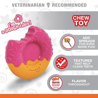 Nylabone Donut Power Chew Toy for Dogs, Dog Toys for Aggressive Chewers, Bacon Glazed Flavor, Medium Dogs - Up to 35 lbs, 1 Count