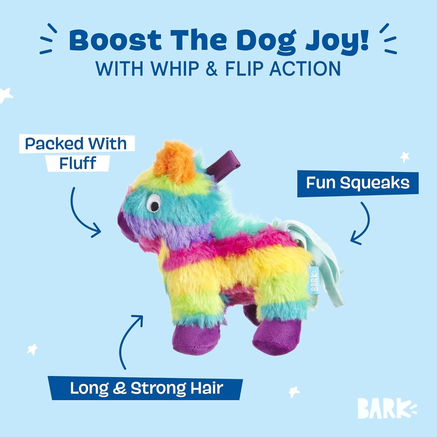 Barkbox Full O’ Fluff Piñata Plush Dog Toy – Squeaky and Crinkle Plush Dog Toy Packed with Fluff for Chewers and Playful Puppies – Small Dog
