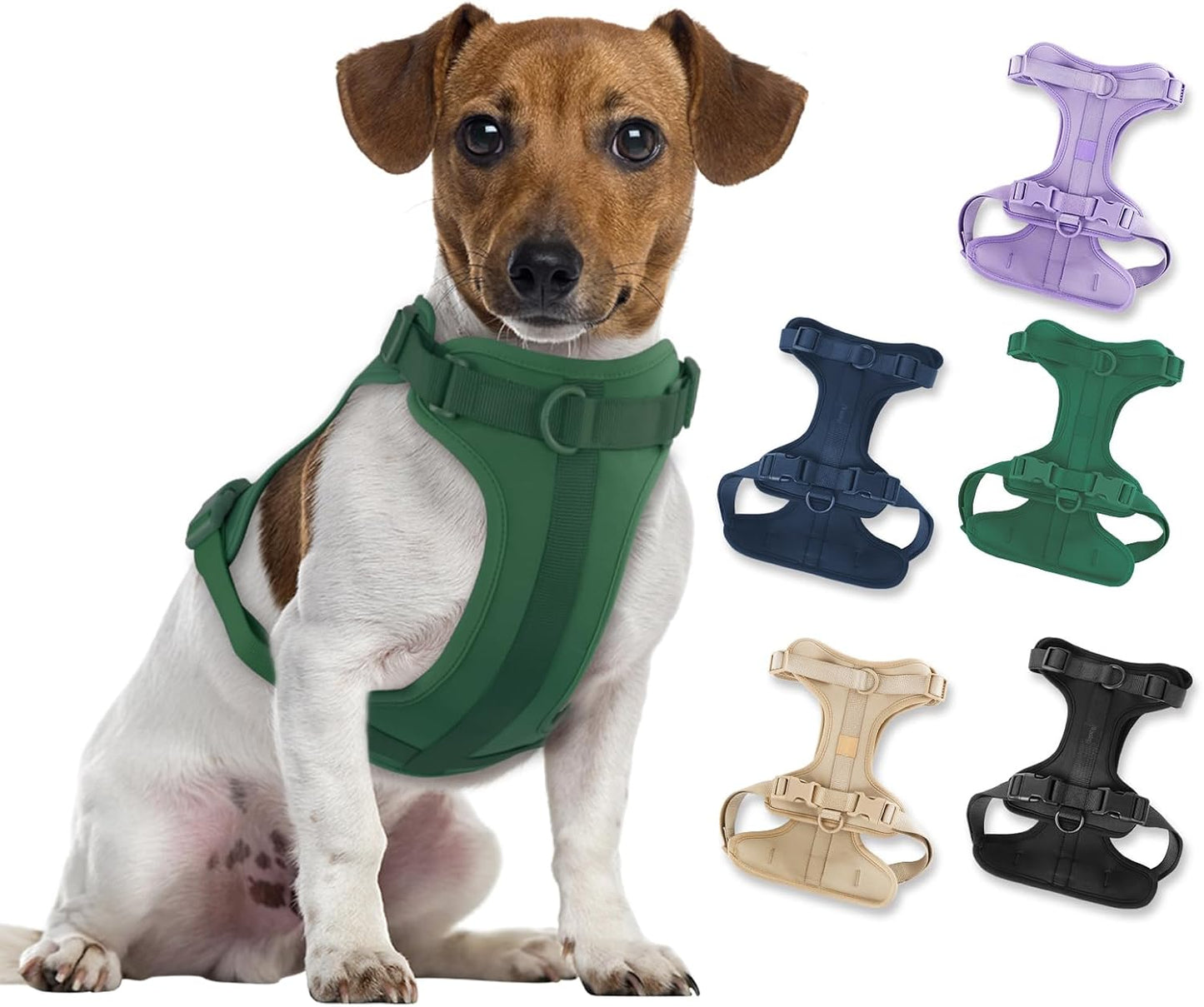 No Pull Lightweight Dog Harness: Adjustable Durable Breathable Mesh Pet Vest Harness with Soft & Comfortable Cushion, for Small Medium Large Dogs (Medium, Pine Green)