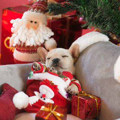 CuteBone Small Dogs Christmas Outfit Soft Puppy Onesies Pjs Dog Pajamas Pet Coat Cat Apparel Comfy Doggie Jumpsuit Bodysuit for All Seasons P17XS