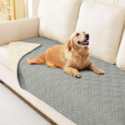 hyha Waterproof Dog Bed Blanket, Soft Pet Blankets, Waterproof Couch Cover for Dogs, Reversible Sofa Covers Washable for Furniture (30x70 Inch, Grey/Beige)