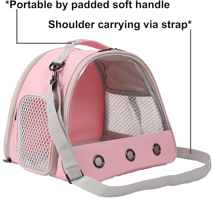 Bearded Dragon Carrier, Lizards & Small Animal Travel Carrier for Sugar Glider, Hedgehog, Rat, Parrot, Bird & Guinea Pig - Portable, Two-Pig Pink Carrier