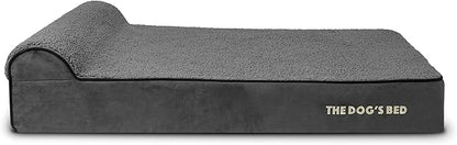 The Dog’s Bed Orthopedic Headrest Dog Bed XL Grey Plush, Memory Foam, Pain Relief for Arthritis, Hip & Elbow Dysplasia, Post Surgery, Lameness, Waterproof Washable Cover