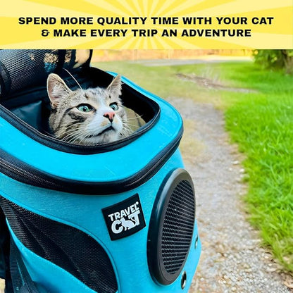 Fat Cat Backpack Carrier - Airline Approved Cat Carrier with Space Capsule Bubble for for Small Cats, Kitten - Premium Aqua Cat Carrier Backpack for Outdoor, Travel, Hiking, Pet Supplies