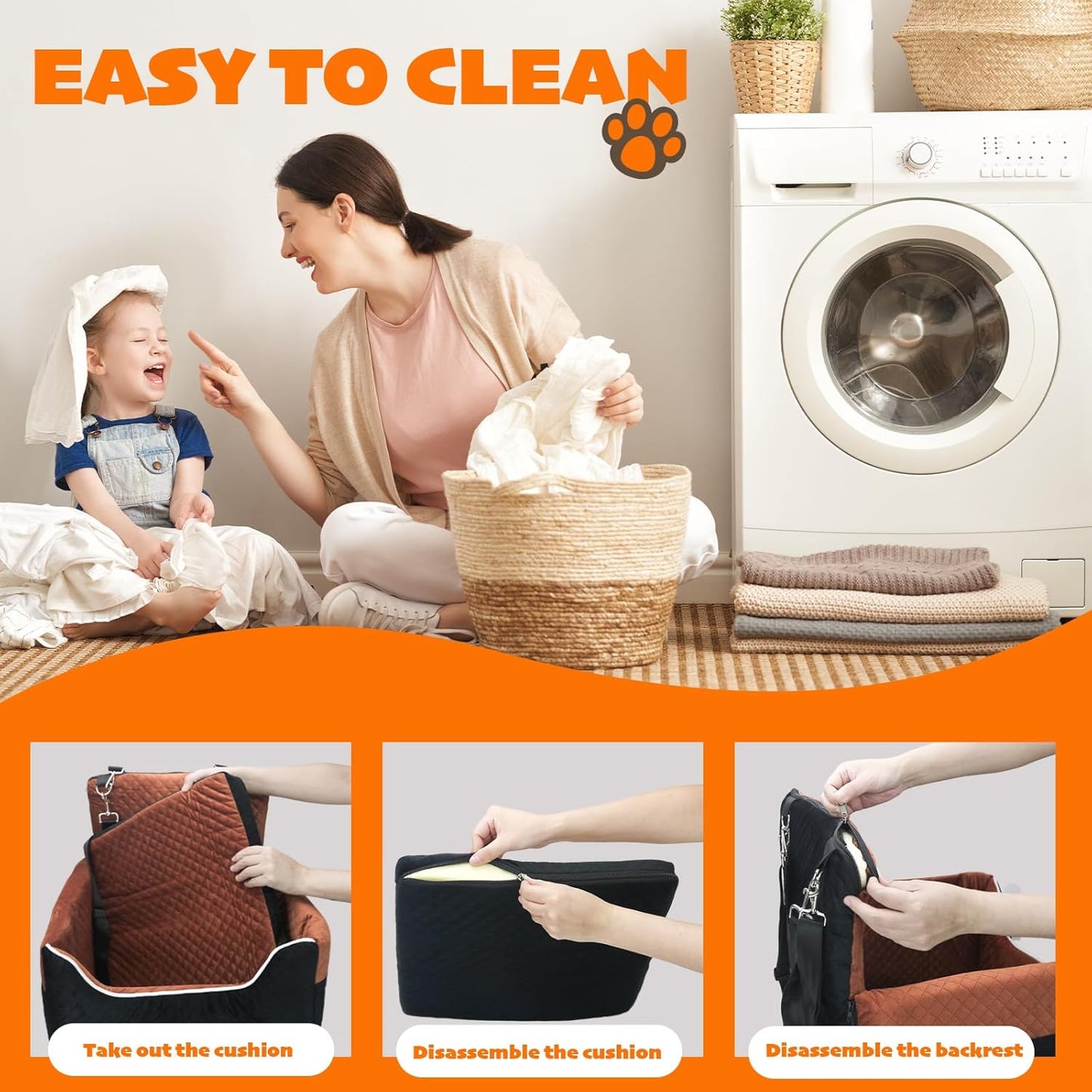 ALL GOOD PET SUPPLIES Dog Car Seat for Small/Medium Dogs, Dog Booster car seat, Memory Foam Elevated Cushion, Fully Detachable and Washable,2 Clip-On Safety Leashes, Anti-Slip