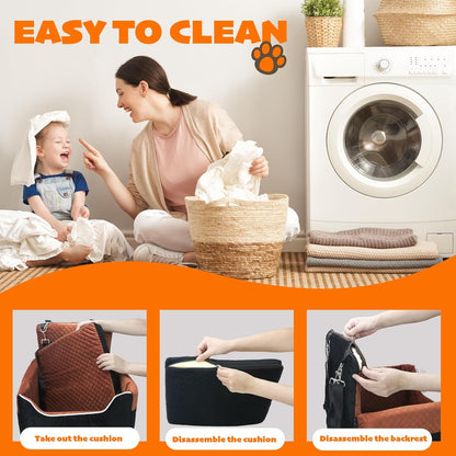 ALL GOOD PET SUPPLIES Dog Car Seat for Small/Medium Dogs, Dog Booster car seat, Memory Foam Elevated Cushion, Fully Detachable and Washable,2 Clip-On Safety Leashes, Anti-Slip