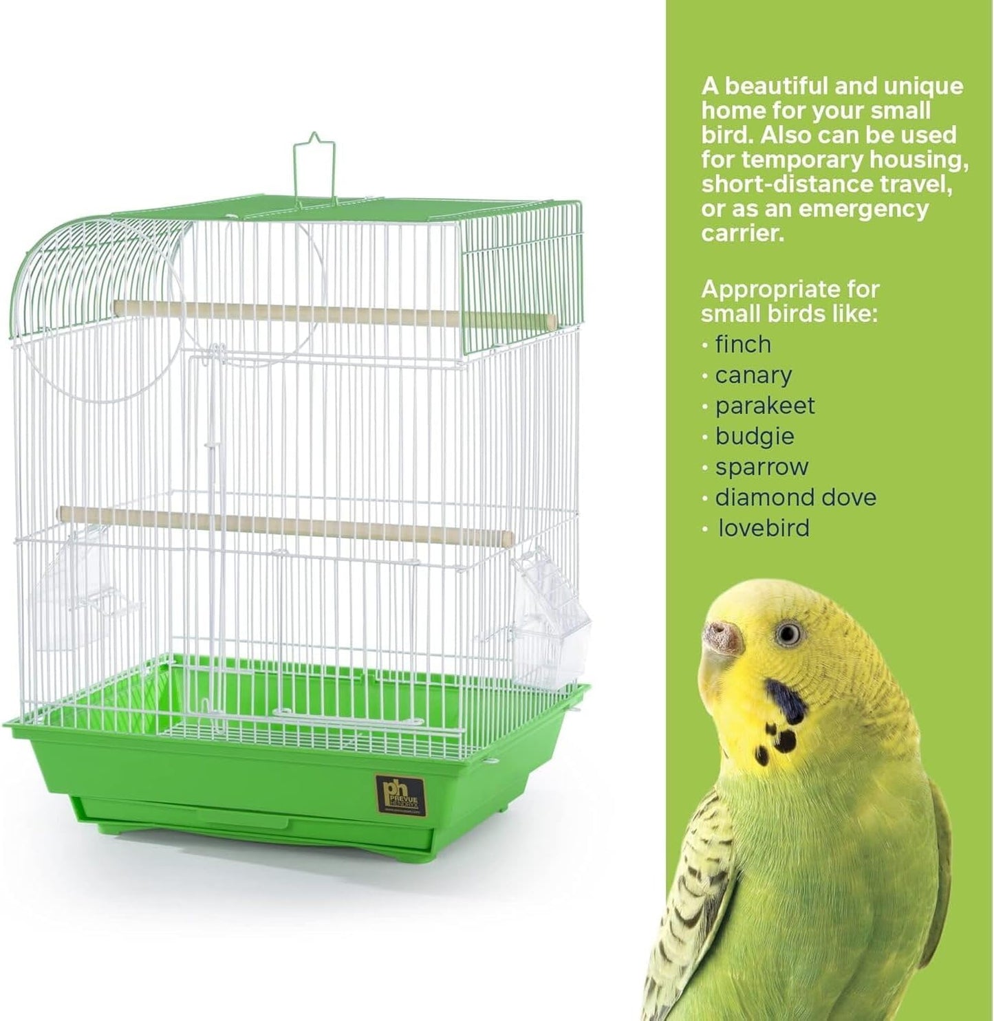 Rustic Retreat Top Bird Cage with Durable Metal Construction, Spacious Interior, and Convenient Top Access Lime Green/Flat Top