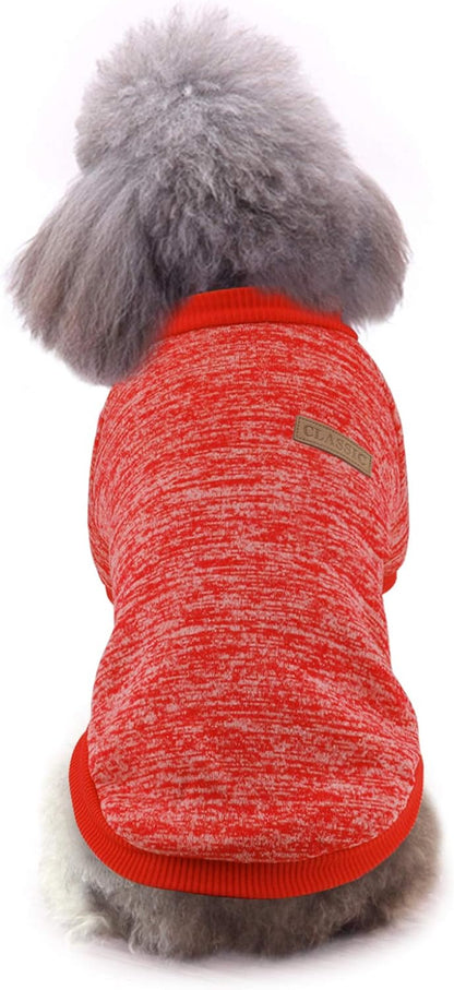 Idepet Pet Dog Classic Knitwear Sweater Fleece Coat Soft Thickening Warm Pup Dogs Shirt Winter Pet Dog Cat Clothes Puppy Customes Clothing for Small Dogs(XXL,Orange Red)