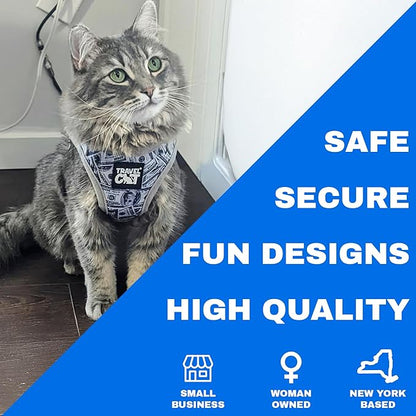 Travel Cat Harness and Leash Set - Adjustable Fit Mesh Cat Harness and Reflective Strap - Comfort Walking Vest for Kitten for Outdoor Walking, Hiking (Small, Cash)
