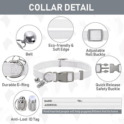 GAMUDA Small Pet Harness Collar and Leash Set, Step in No Chock No Pull Linen Fabric Soft Mesh Dog Vest Harnesses Reflective for Dogs Puppy Cats Kitten Rabbit (White, L)