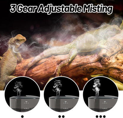 4L Reptile Humidifier Fogger Top Fill, Automatic Misting System for Reptiles, Adjustable Fogging, Leak-Proof, Timing Terrarium Mister Tank Humidifier for Snake Chameleon Frog Hermit Crab
