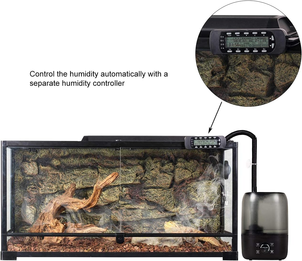 REPTI ZOO 4L Reptile Fogger Mister Tank, Terrariums Digital Tank Timing Humidifier Smart Touch Screen Adjustable Fogger for Reptiles Amphibians Herps