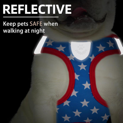 PUPTECK Adjustable Dog Harness Collar and Leash Set Step in No Pull Pet Harness for Small Medium Dogs Puppy and Cats Outdoor Walking Running, Soft Mesh Padded Reflective Vest Independence Harnesses