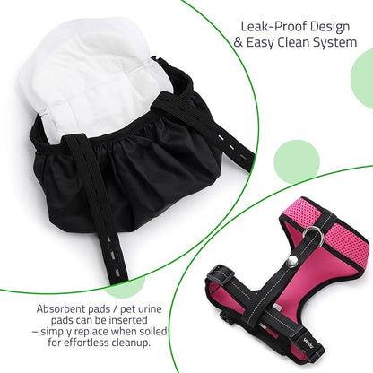 Adjustable Chicken Harness Diaper (5.4ft Leash) – Breathable & Washable Secure Training for Hens, Ducks & Chicks | Outdoor Walking & Discipline Solution,red