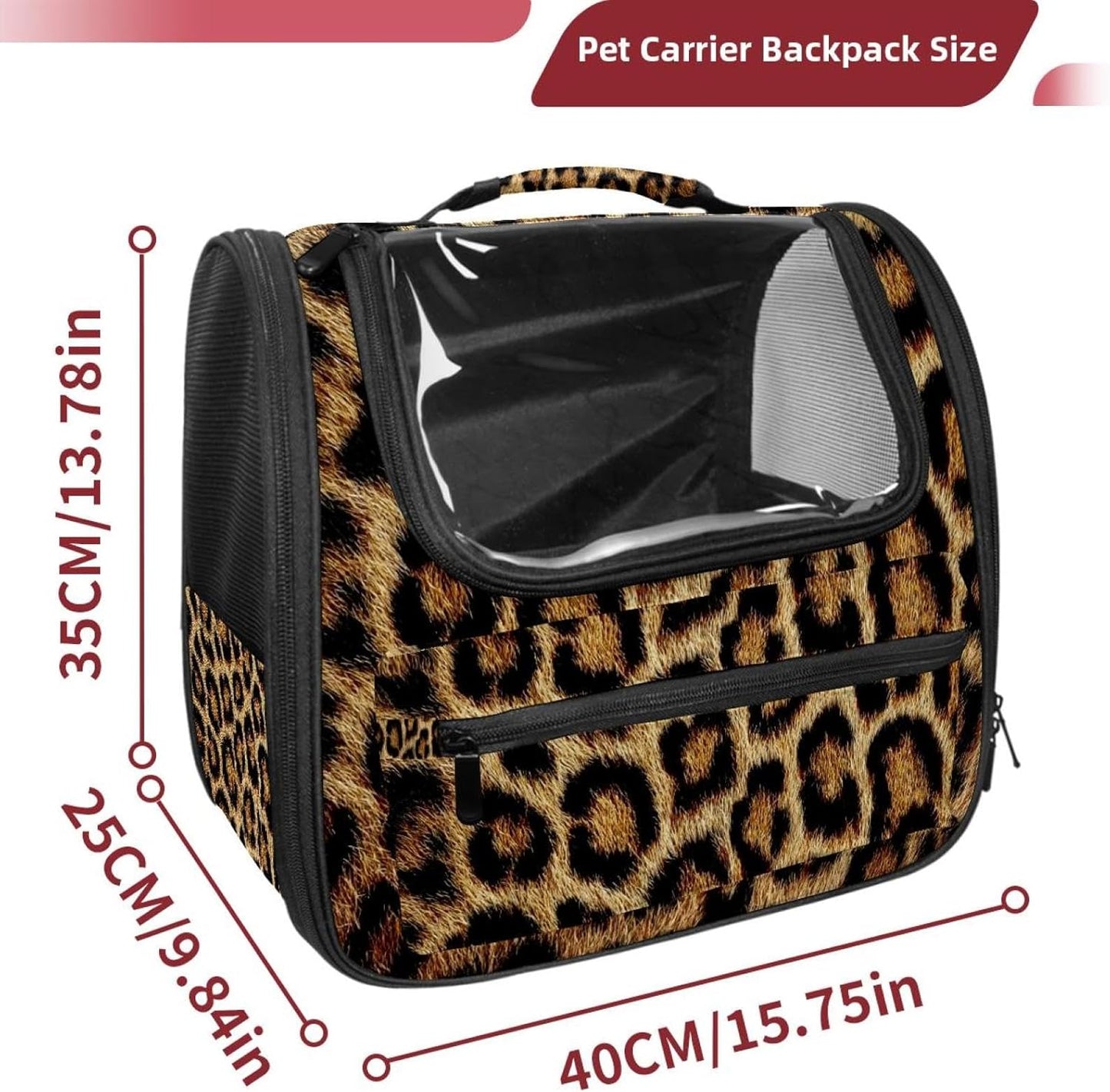 Animal Leopard Print (1) Cat Carrier Backpack,900D Wear-Resistant Oxford Fabric, Dog Carrier Cat Backpacks Suitable for Travel