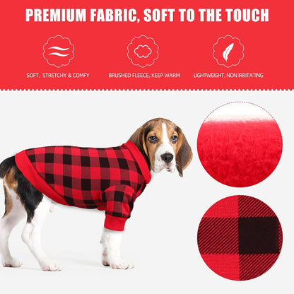 Dog Fleece Sweater for Small Dogs Buffalo Plaid Dog Clothes Soft Thickening Warm Puppy Clothes Sweater for Small Dogs Girl & Boy(XS)