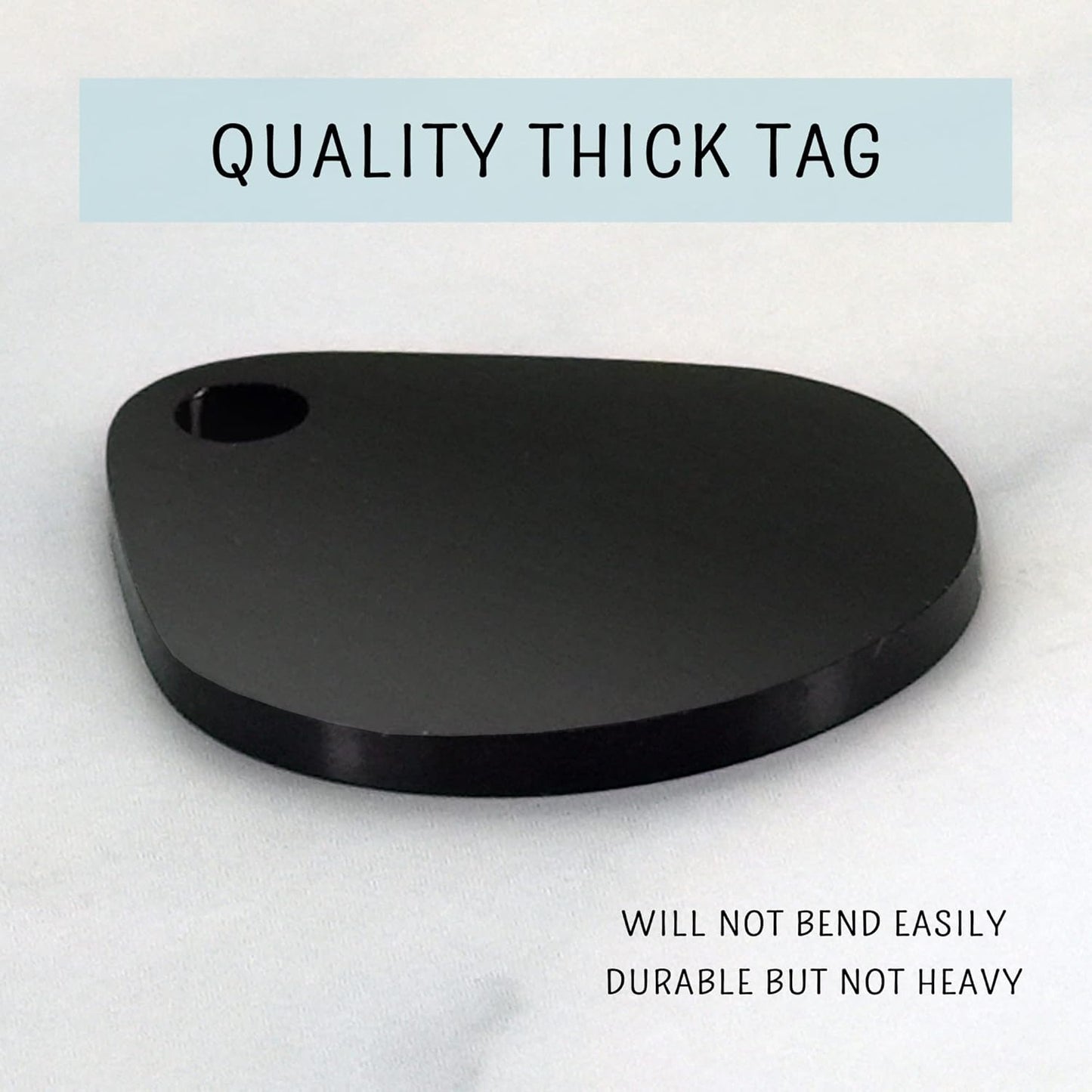 Ultra Joys Cat ID Tag Personalized Pet Tags, Durable Stainless Steel Small Pet Mini Dog Cat Tag Lightweight -Teardrop Tag in Black