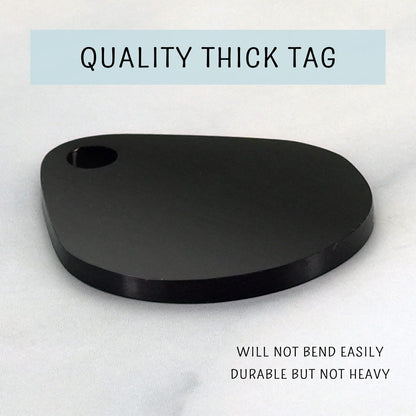 Ultra Joys Cat ID Tag Personalized Pet Tags, Durable Stainless Steel Small Pet Mini Dog Cat Tag Lightweight -Teardrop Tag in Black