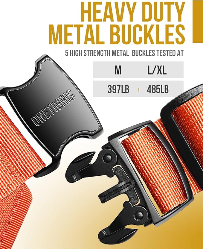 OneTigris Tactical Large Dog Harness, 5X Metal Buckled No Pull Service Dog Harness Vest with Hook & Loop Panels, Military Heavy Duty Dog Vest for Walking Hiking Training