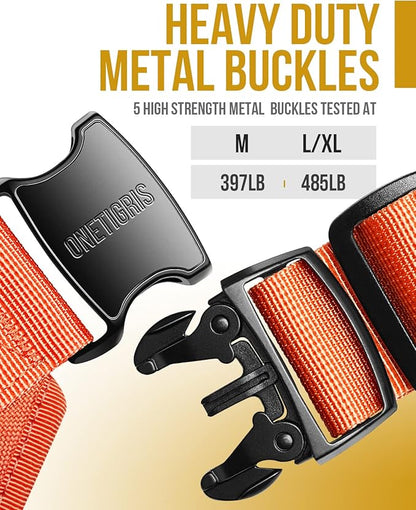 OneTigris Tactical Large Dog Harness, 5X Metal Buckled No Pull Service Dog Harness Vest with Hook & Loop Panels, Military Heavy Duty Dog Vest for Walking Hiking Training