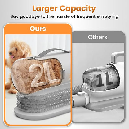 AIRROBO Dog Grooming Vacuum and Kit with Clipper Nail Trimmer Grinder, 12000Pa Pet Vacuum for Shedding Grooming, 2L Large Capacity Dog Hair Vacuum with 7 Pet Grooming Tools, PG100 Plus