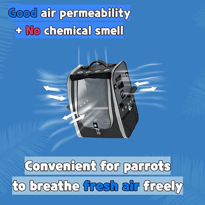 Birds Day Bird Carrier Backpack-Parrot Travel Cage with 2PCS Perch and Food Bowl, Stainless Steel Tray (Charcoal Gray)